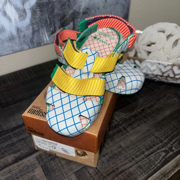 MINI MELISSA  Ioio + Fabula Inf Sandal, Yellow & Blue  NIB SZ12 - Picture 5 of 7